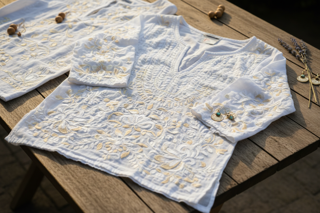 Intricate Hand Embroidery Flat Lay