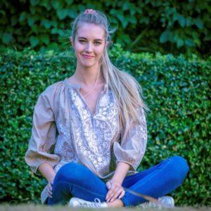 Bishop sleeve casual cotton top with embroidery